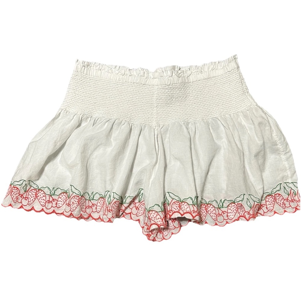 Joie Women’s M Strawberry Cherry Embroidered Scalloped Shorts Summer Festival - Picture 2 of 8